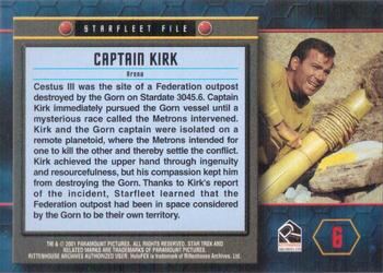 2001 Rittenhouse Star Trek 35th Anniversary HoloFEX #6 Captain Kirk Back