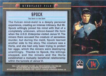 2001 Rittenhouse Star Trek 35th Anniversary HoloFEX #14 Spock Back