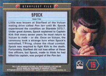2001 Rittenhouse Star Trek 35th Anniversary HoloFEX #15 Spock Back