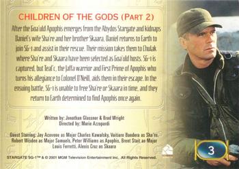 2001 Rittenhouse Stargate SG-1 Premiere Edition #3 Childeren of the Gods, Part 2 Back