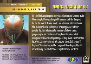2002 Rittenhouse The Complete Babylon 5 #85 Rumors, Bargains and Lies Back