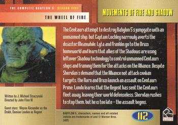 2002 Rittenhouse The Complete Babylon 5 #112 Movements of Fire and Shadow Back