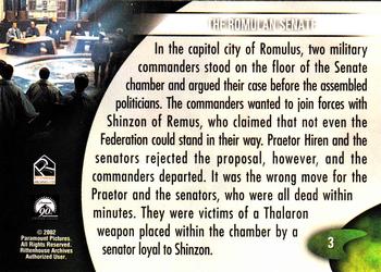 2002 Rittenhouse Star Trek: Nemesis #3 The Romulan Senate Back