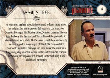 2003 Rittenhouse The Complete Highlander (TV) #4 Family Tree Back