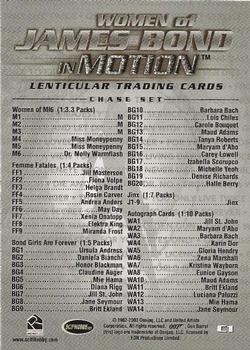 2003 Rittenhouse The Women of James Bond in Motion #C1 Checklist Back
