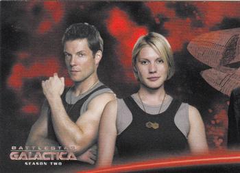 2007 Rittenhouse Battlestar Galactica Season Two #1 (title triptych, left) Front