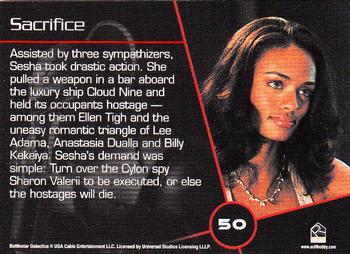 2007 Rittenhouse Battlestar Galactica Season Two #50 Assisted by three sympathizers, Sesha took d Back