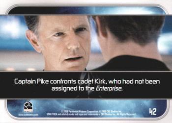 2009 Rittenhouse Star Trek Movie Cards #42 Captain Pike confronts cadet Kirk Back