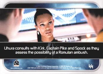 2009 Rittenhouse Star Trek Movie Cards #44 Uhura consults with Kirk, Captain Pike and Spock... Back