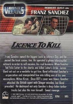 2002 Rittenhouse James Bond 40th Anniversary - Bond Villains (Color) #BV0016 Robert Davi as Franz Sanchez Back