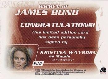 2003 Rittenhouse The Women of James Bond in Motion - Autographs #WA7 Kristina Wayborn Back