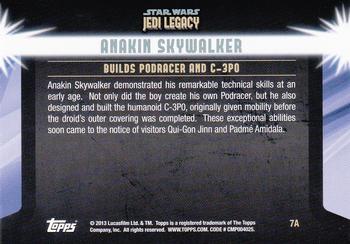 2013 Topps Star Wars: Jedi Legacy #7A Technical ability / Builds Podracer and C-3PO Back