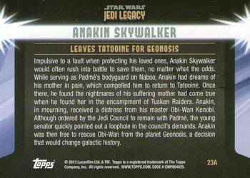 2013 Topps Star Wars: Jedi Legacy - Blue Foil #23A A life-changing disregard of advisement / Leaves Tatooine for Geonosis Back