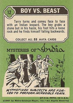 1967 Topps Maya: Mysteries of India #12 Boy vs. Beast Back