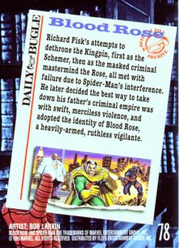 1995 Fleer Ultra Spider-Man - Gold Foil Signature Series #78 Blood Rose Back