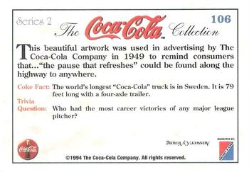 1994 Collect-A-Card Coca-Cola Collection Series 2 #106 Original art - 1949 Back