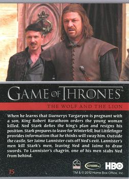 2012 Rittenhouse Game of Thrones Season 1 #15 When he learns that Daenerys Targaryen is pregnant... Back