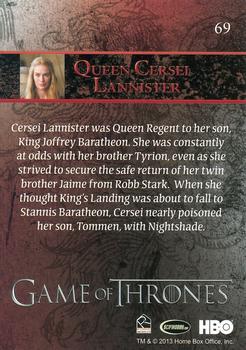 2013 Rittenhouse Game of Thrones Season 2 #69 Queen Cersei Lannister Back