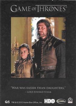2012 Rittenhouse Game of Thrones Season 1 - Quotable Game of Thrones #Q5 Ser Jaime Lannister Back