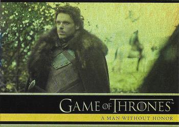 2013 Rittenhouse Game of Thrones Season 2 - Foil Holo #21 A mob of Stark men drags Jaime back into camp, where... Front