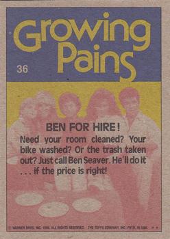 1988 Topps Growing Pains #36 Ben for Hire! Back
