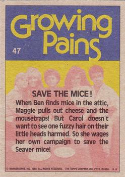 1988 Topps Growing Pains #47 Save the Mice! Back
