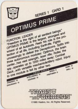 1985 Hasbro Transformers #1 Optimus Prime Back