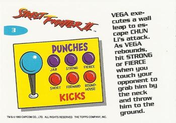 1993 Topps Street Fighter II #3 Wallspring! Back
