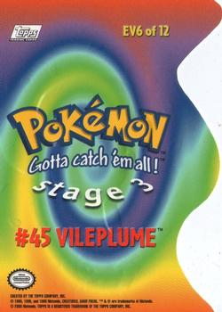 2000 Topps Pokemon TV Animation Edition Series 2 - Die Cut Embossed #EV6 Vileplume Back
