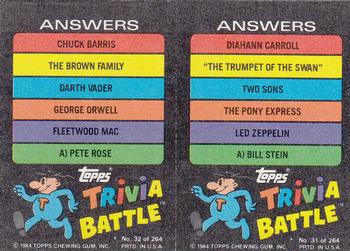 1984 Topps Trivia Battle Game #31 / 32 Card 31 / Card 32 Back