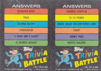 1984 Topps Trivia Battle Game #157 / 158 Card 157 / Card 158 Back