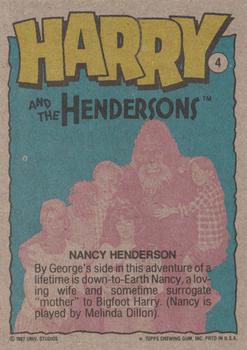 1987 Topps Harry and the Hendersons #4 Nancy Henderson Back