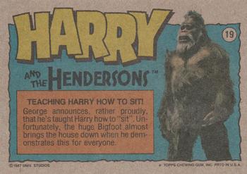 1987 Topps Harry and the Hendersons #19 Teaching Harry How To Sit! Back