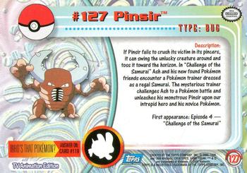 2000 Topps Pokemon TV Animation Edition Series 3 #127 Pinsir Back