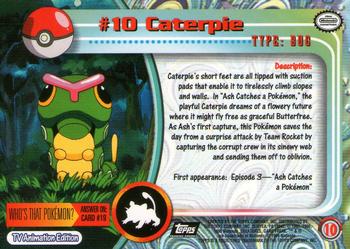1999 Topps Pokemon TV Animation Edition Series 1 - Black Topps Logo #10 Caterpie Back