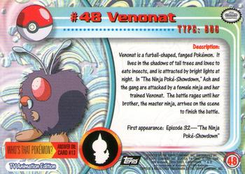 1999 Topps Pokemon TV Animation Edition Series 1 - Black Topps Logo #48 Venonat Back