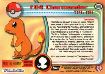 1999 Topps Pokemon TV Animation Edition Series 1 - Black Topps Logo #4 Charmander Back