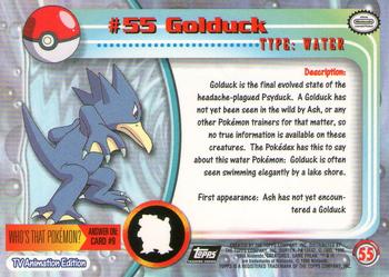 1999 Topps Pokemon TV Animation Edition Series 1 - Black Topps Logo #55 Golduck Back