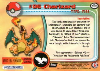 1999 Topps Pokemon TV Animation Edition Series 1 - Black Topps Logo #6 Charizard Back
