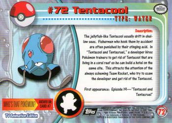 1999 Topps Pokemon TV Animation Edition Series 1 - Black Topps Logo #72 Tentacool Back