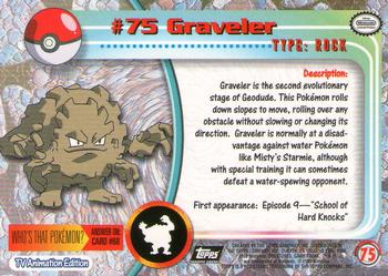 1999 Topps Pokemon TV Animation Edition Series 1 - Black Topps Logo #75 Graveler Back