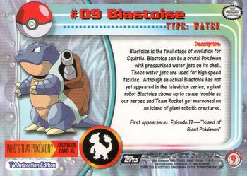 1999 Topps Pokemon TV Animation Edition Series 1 - Black Topps Logo #9 Blastoise Back