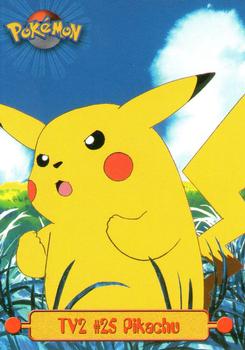 1999 Topps Pokemon TV Animation Edition Series 1 - Black Topps Logo #TV2 Pikachu Front