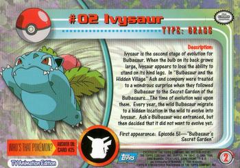 1999 Topps Pokemon TV Animation Edition Series 1 #2 Ivysaur Back