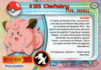 1999 Topps Pokemon TV Animation Edition Series 1 #35 Clefairy Back