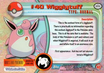 1999 Topps Pokemon TV Animation Edition Series 1 #40 Wigglytuff Back