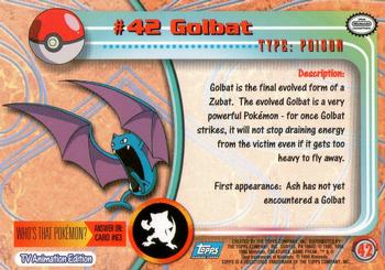 1999 Topps Pokemon TV Animation Edition Series 1 #42 Golbat Back