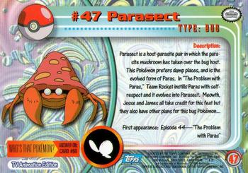 1999 Topps Pokemon TV Animation Edition Series 1 #47 Parasect Back