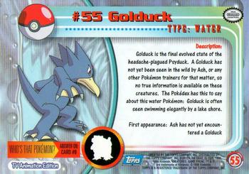 1999 Topps Pokemon TV Animation Edition Series 1 #55 Golduck Back