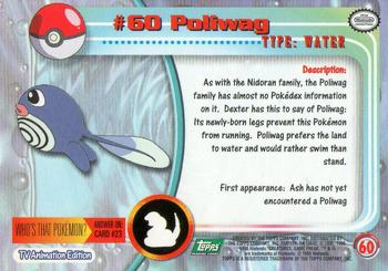 1999 Topps Pokemon TV Animation Edition Series 1 #60 Poliwag Back
